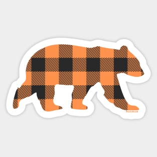 Orange Gay Bear Buffalo Check Plaid Bear | BearlyBrand Sticker